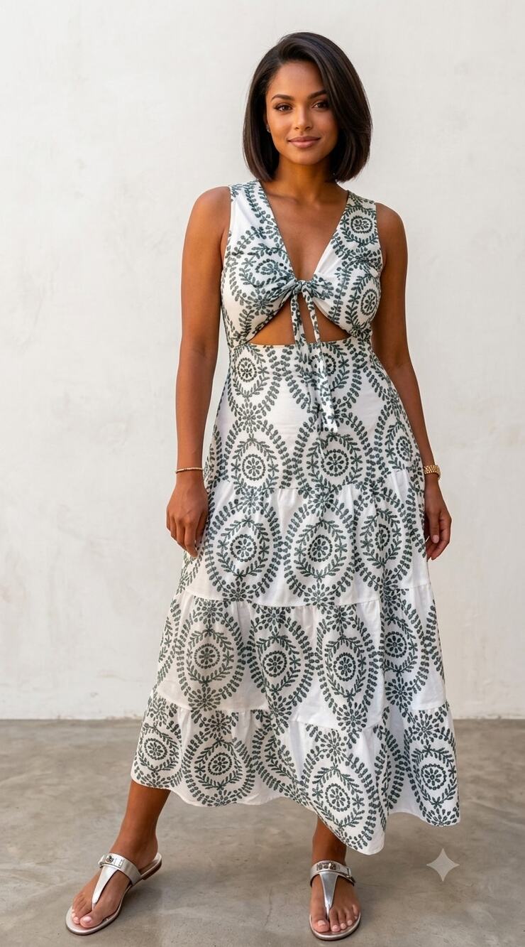 ZARA Knotted Cutwork Embroidery Dress. Size L.  Retails $90